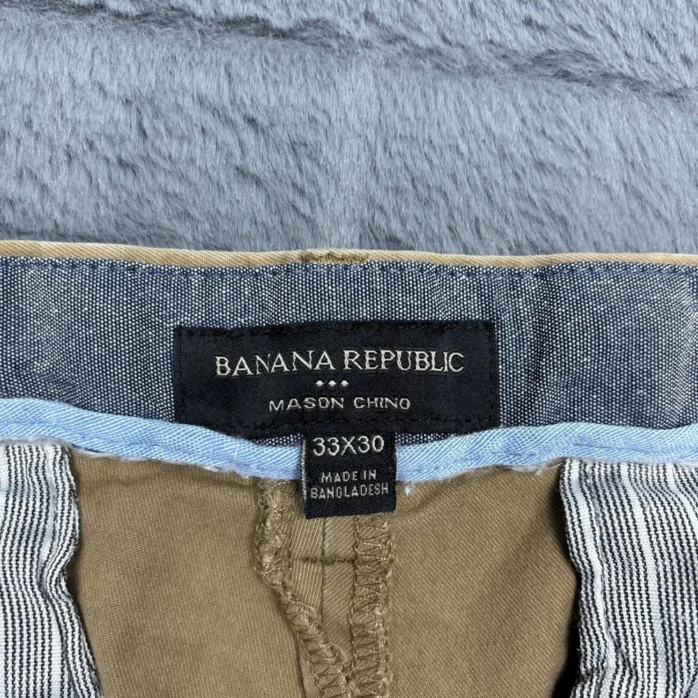 Banana Republic Mason Chino Mens 33x30 Tan Khaki Athletic Tapered Stretch Pants